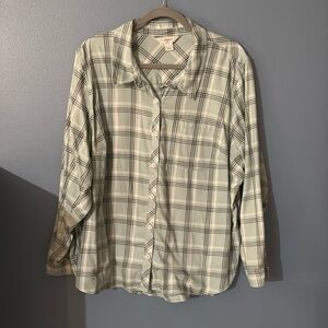 CJ Banks Mint/Gray plaid button shirt